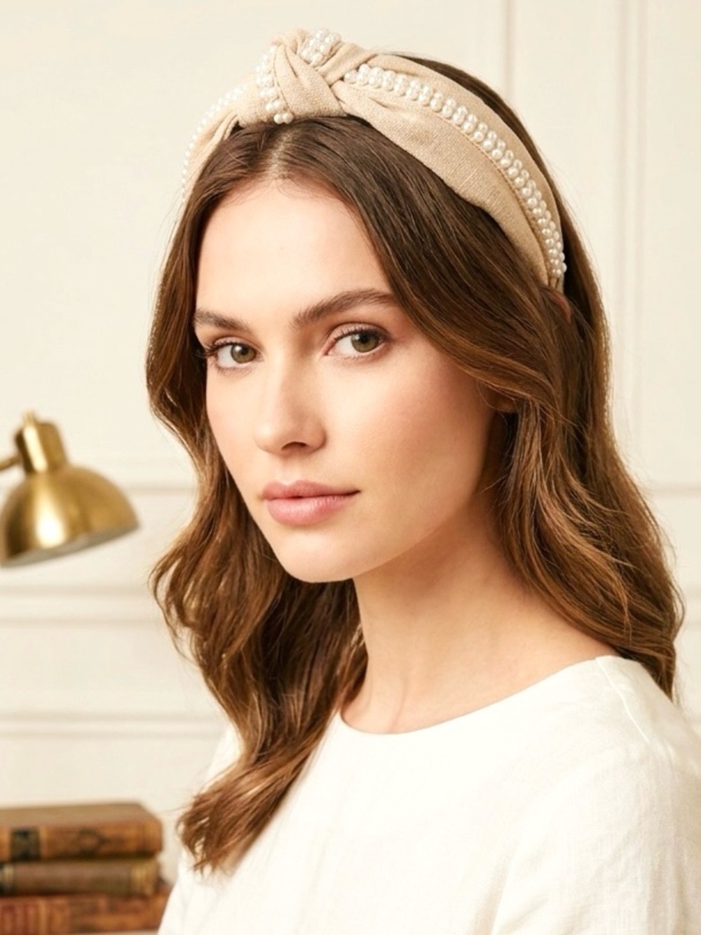 Pearl Knot Raffia Headband NWOT